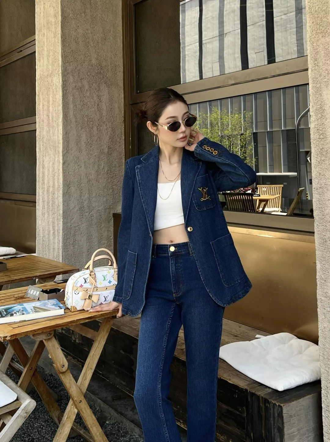 루이비통 복고 딥블루 워싱 부츠컷 데님 팬츠 상세 이미지 13