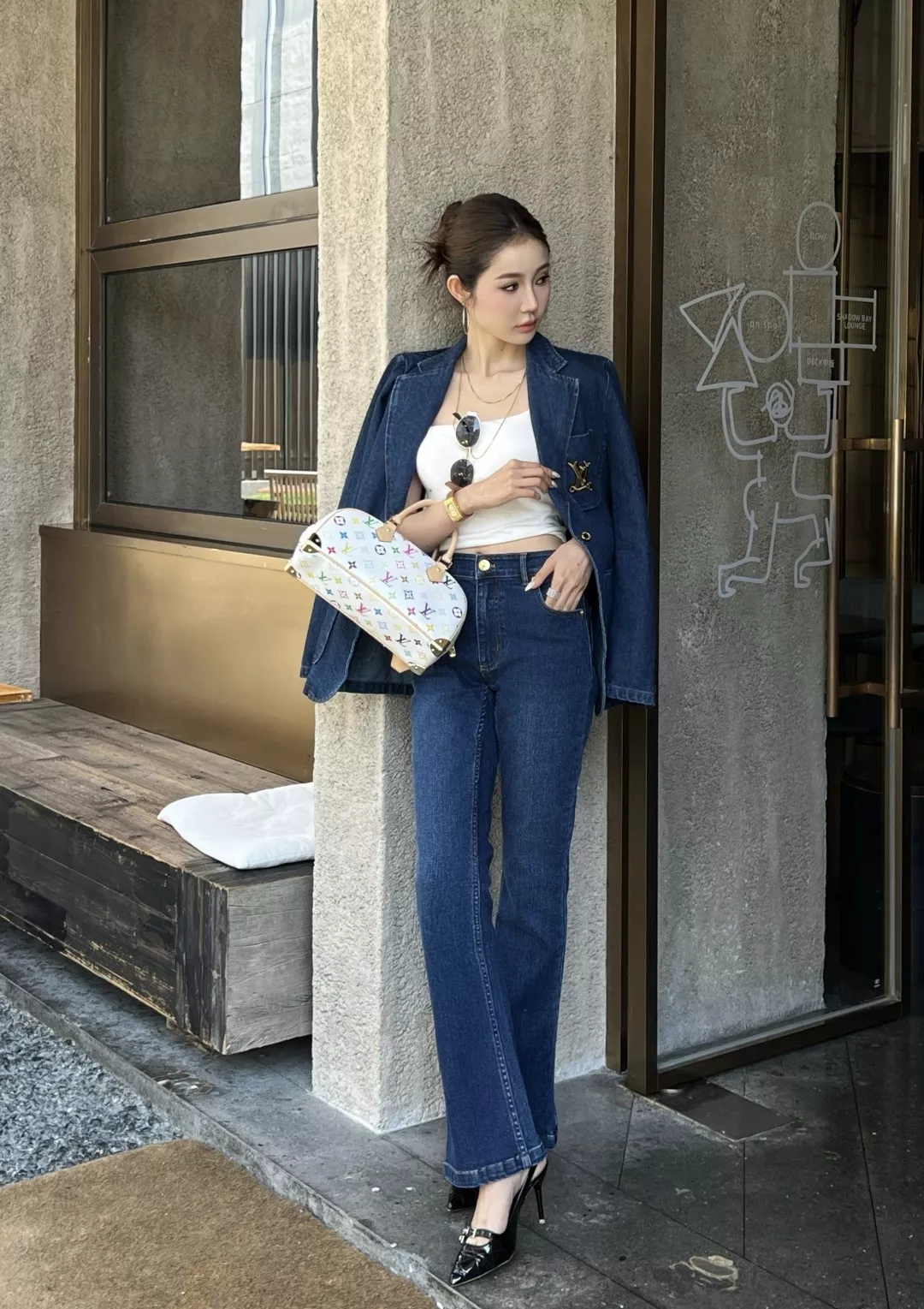 루이비통 복고 딥블루 워싱 부츠컷 데님 팬츠 상세 이미지 20