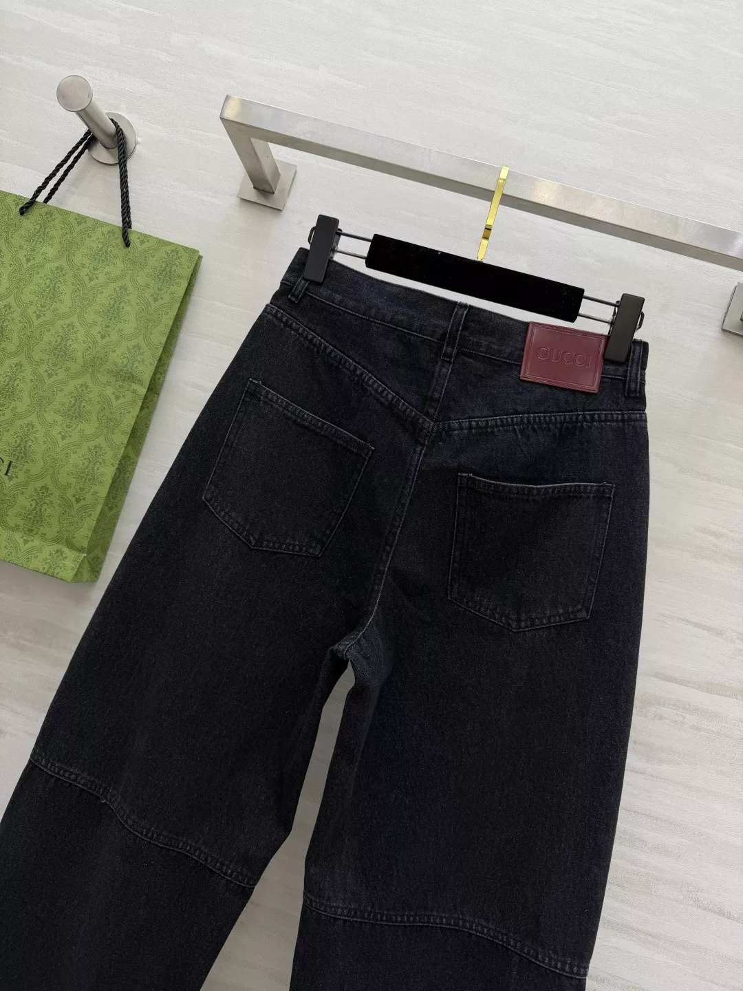 구찌 흑회색 워싱 배기 와이드 데님 팬츠 상세 이미지 6