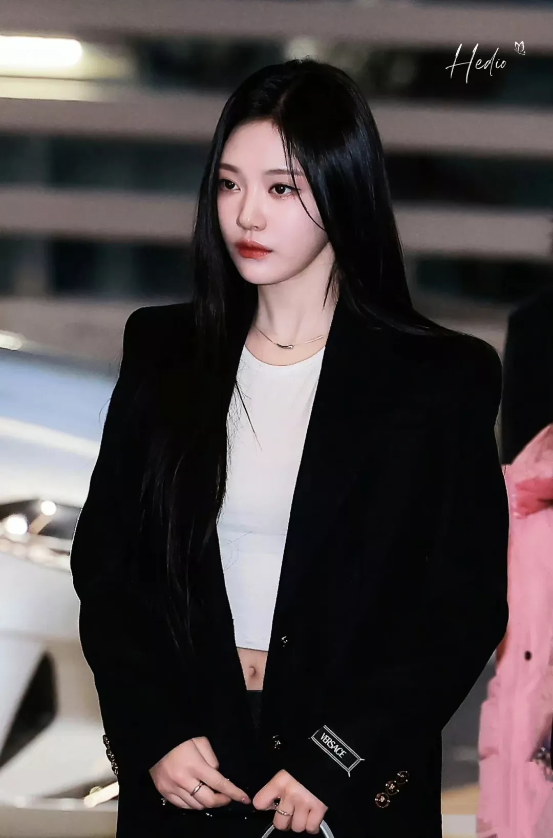 베르사체 블랙 테일러드 롱 코트 상세 이미지 11