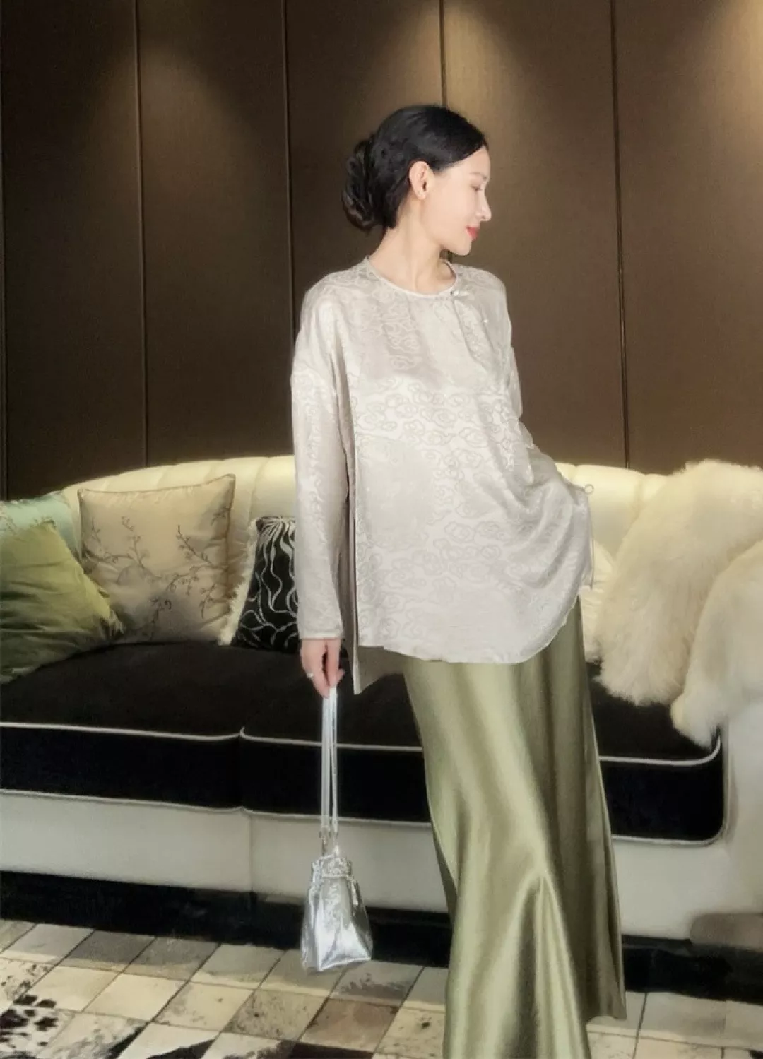 입생로랑 아세테이트 롱 스커트 상세 이미지 11