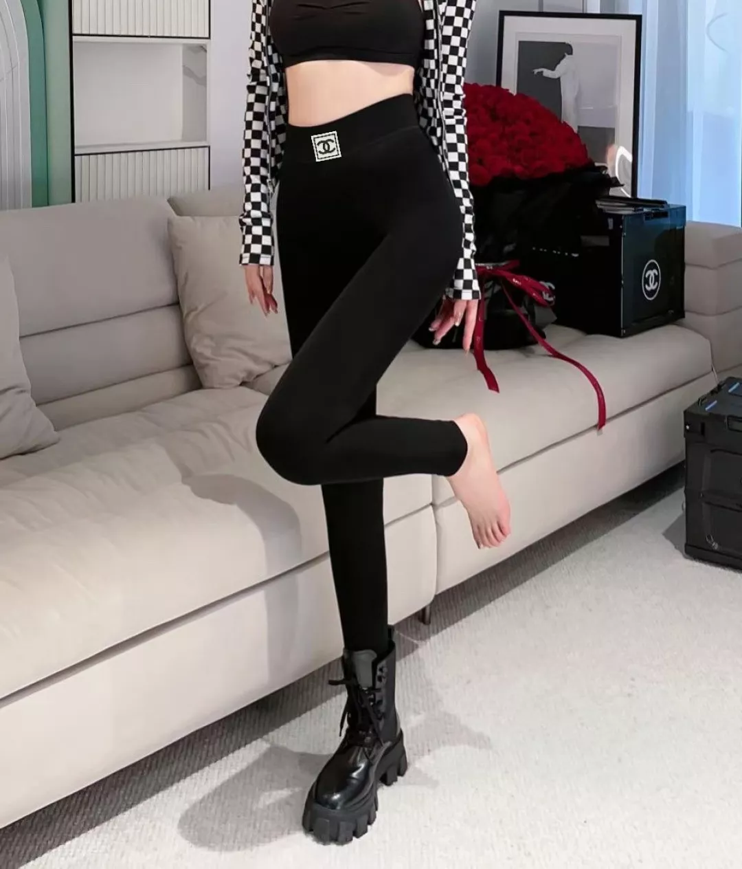샤넬 하이웨이스트 기모 발열 9부 팬츠 상세 이미지 10