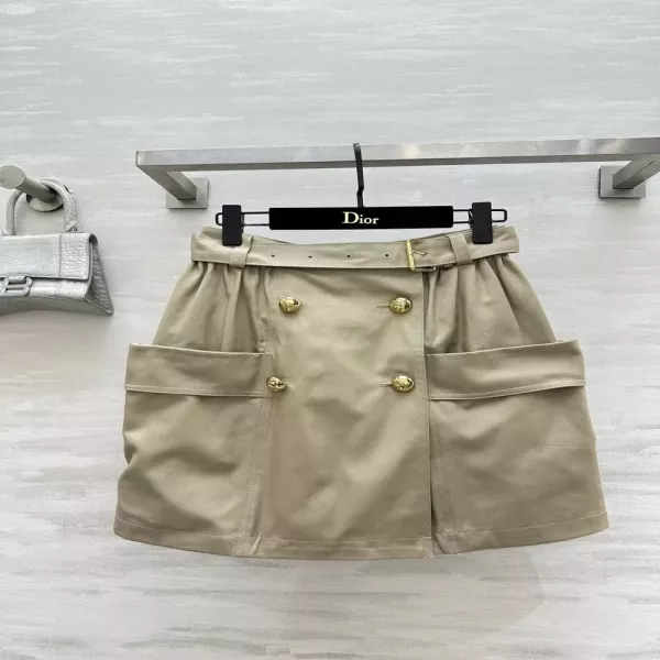 루이비통 카키 벨트 포인트 A라인 스커트