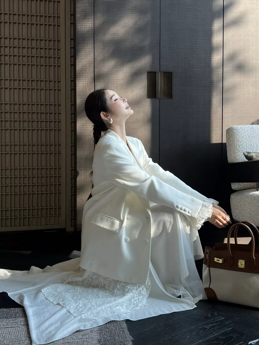 에르마노설비노 레이스 패치 비대칭 샤 스커트 상세 이미지 18