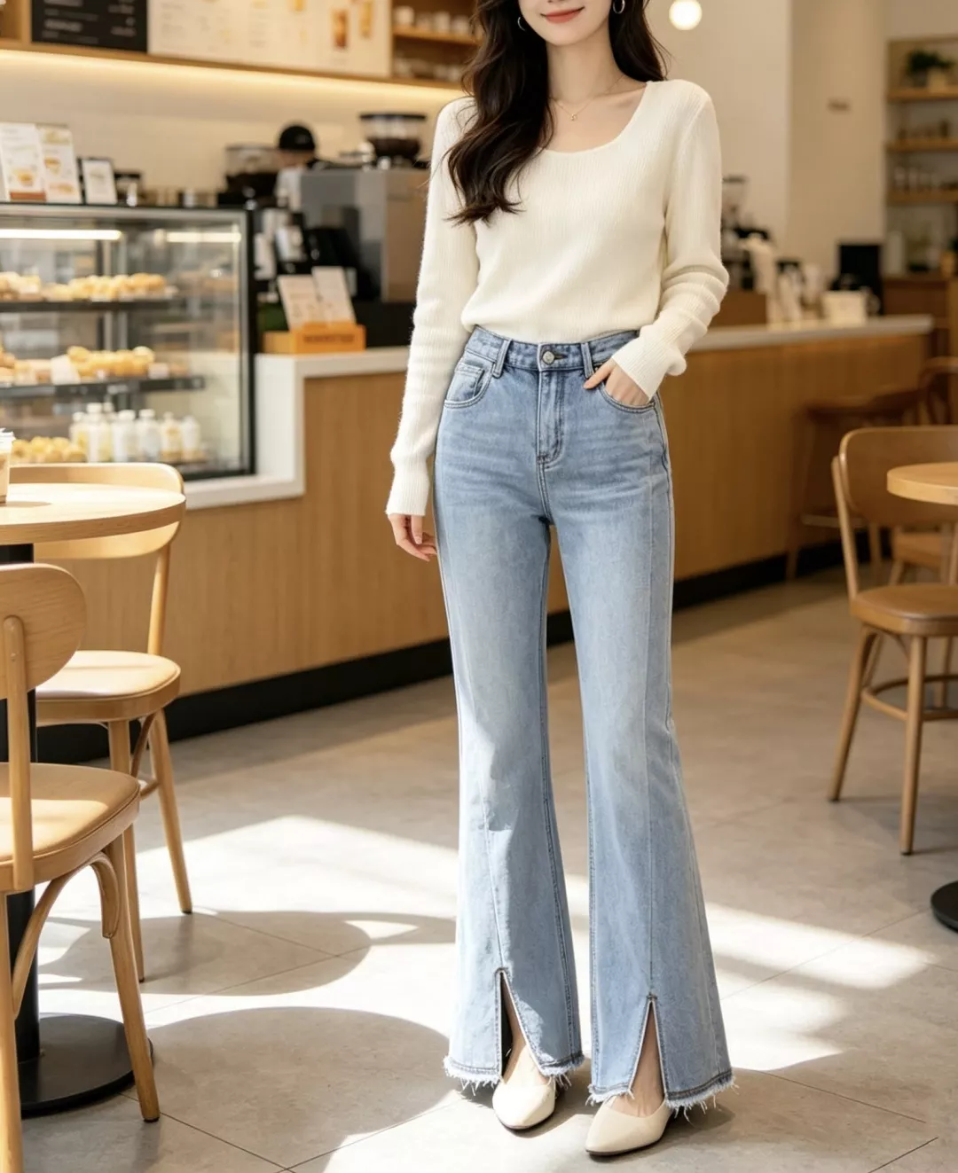 미우미우 빈티지 워싱 세미 부츠컷 데님 팬츠 상세 이미지 10