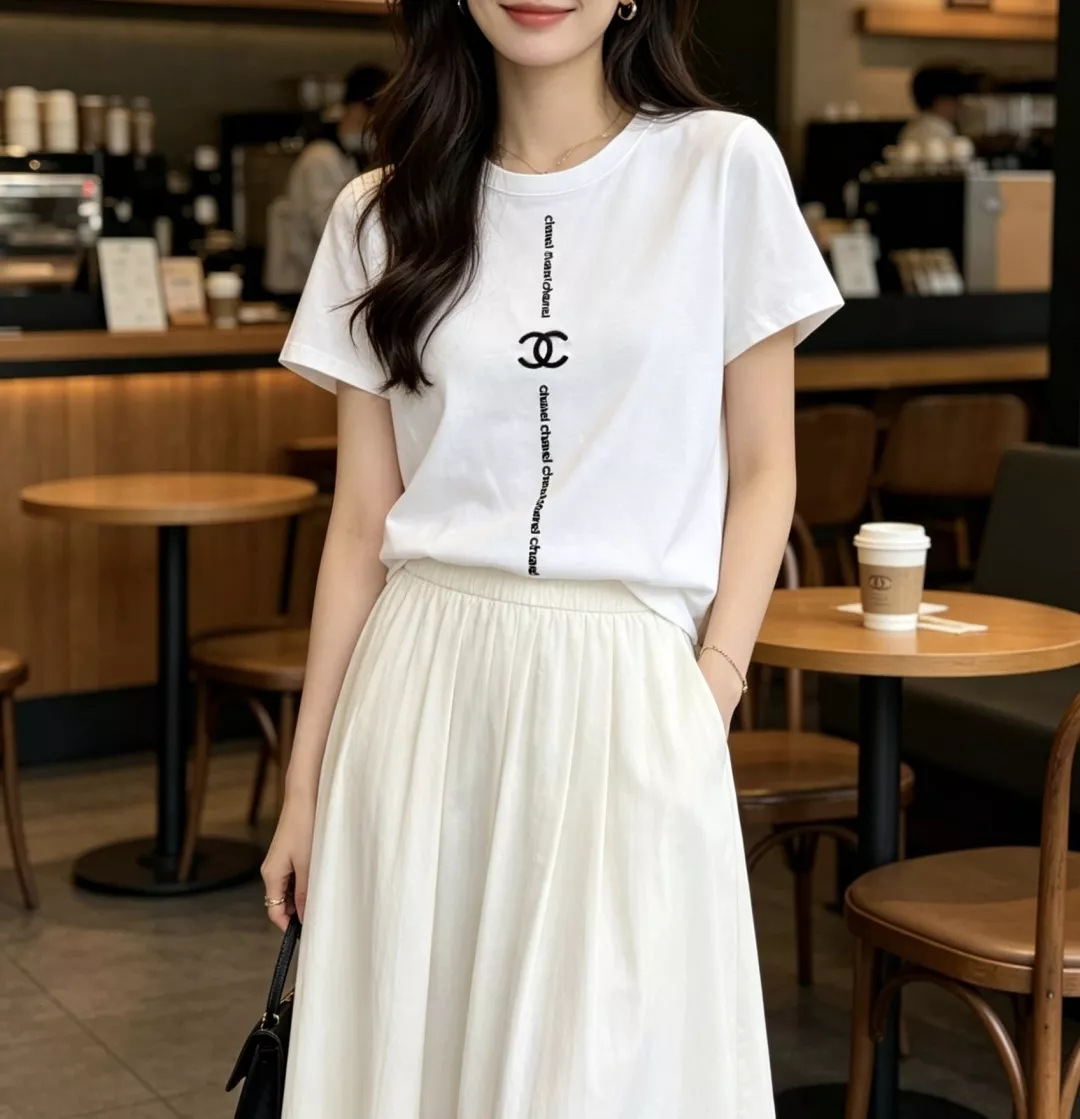 샤넬 더블C 자수 화이트 티셔츠 상세 이미지 11