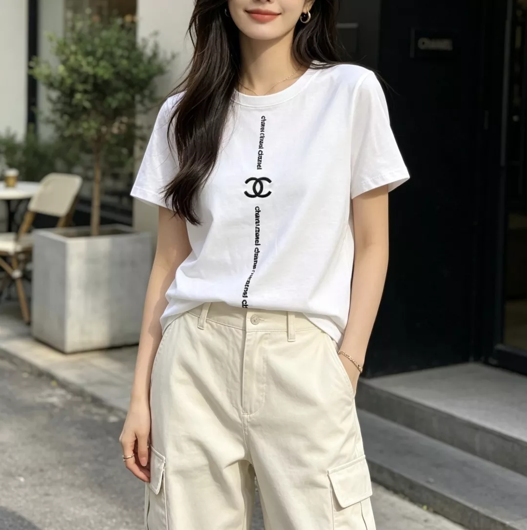 샤넬 더블C 자수 화이트 티셔츠 상세 이미지 10