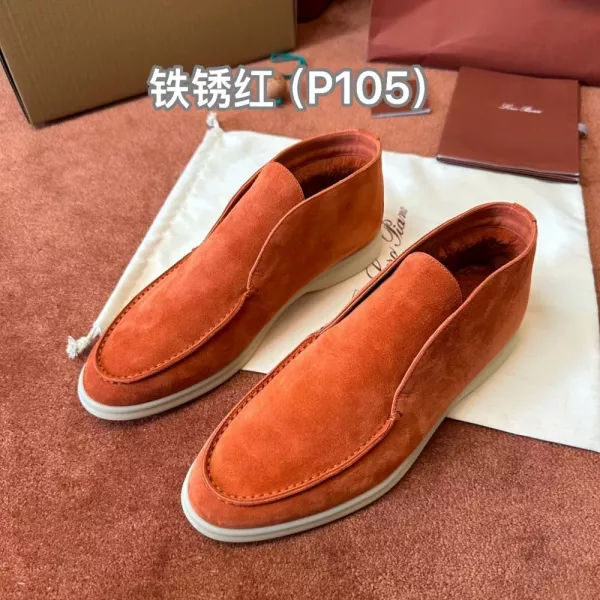로로피아나 화이트 솔 스웨이드 모카신 슈즈