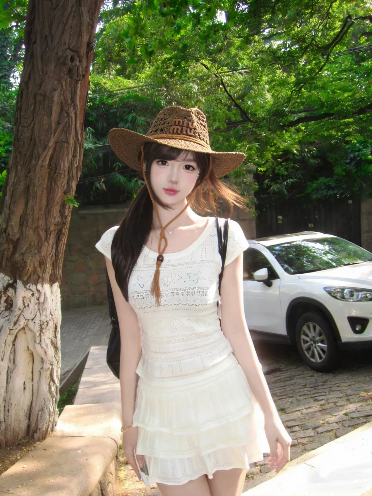 미우미우 와이드 브림 스트로 햇 상세 이미지 1