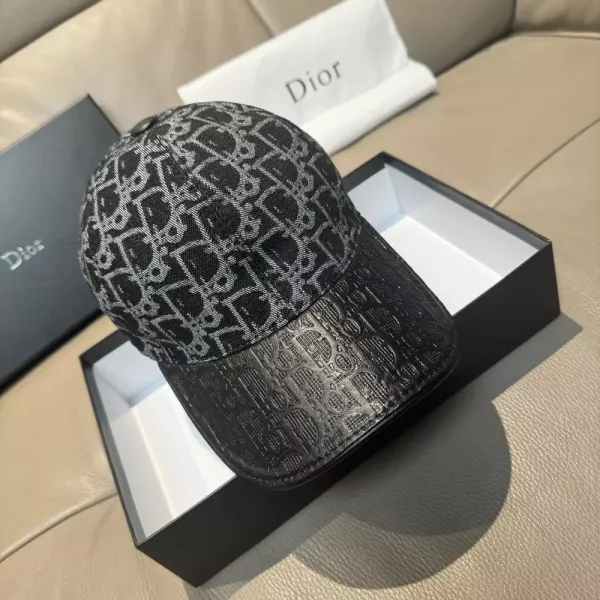 디올 오블리크 패턴 레더 배색 모자
