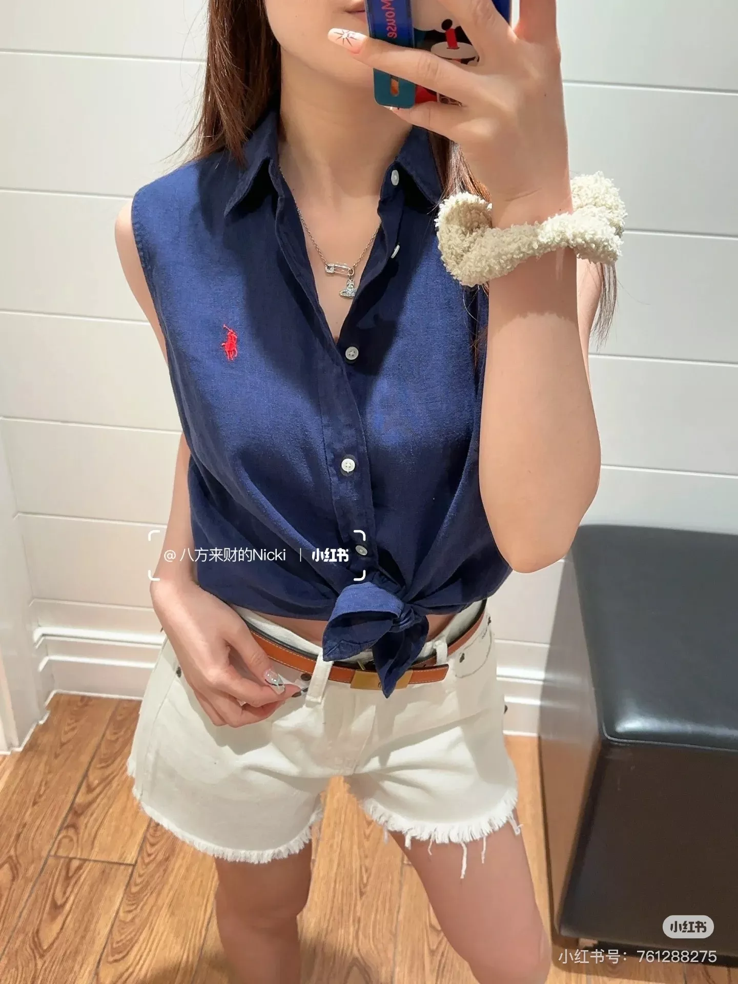 랄프로렌 로고 자수 린넨 민소매 상의 상세 이미지 52