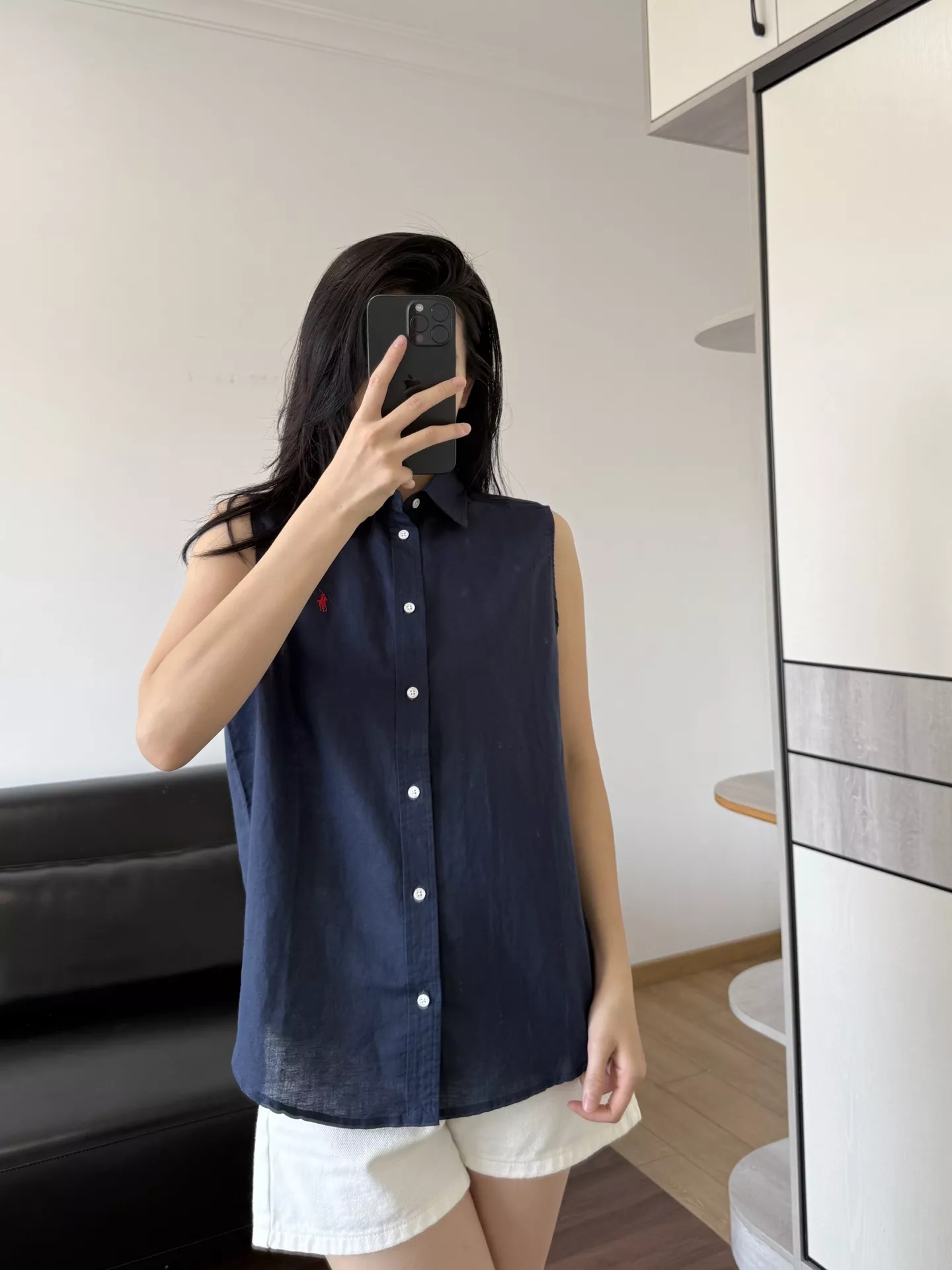 랄프로렌 로고 자수 린넨 민소매 상의 상세 이미지 43