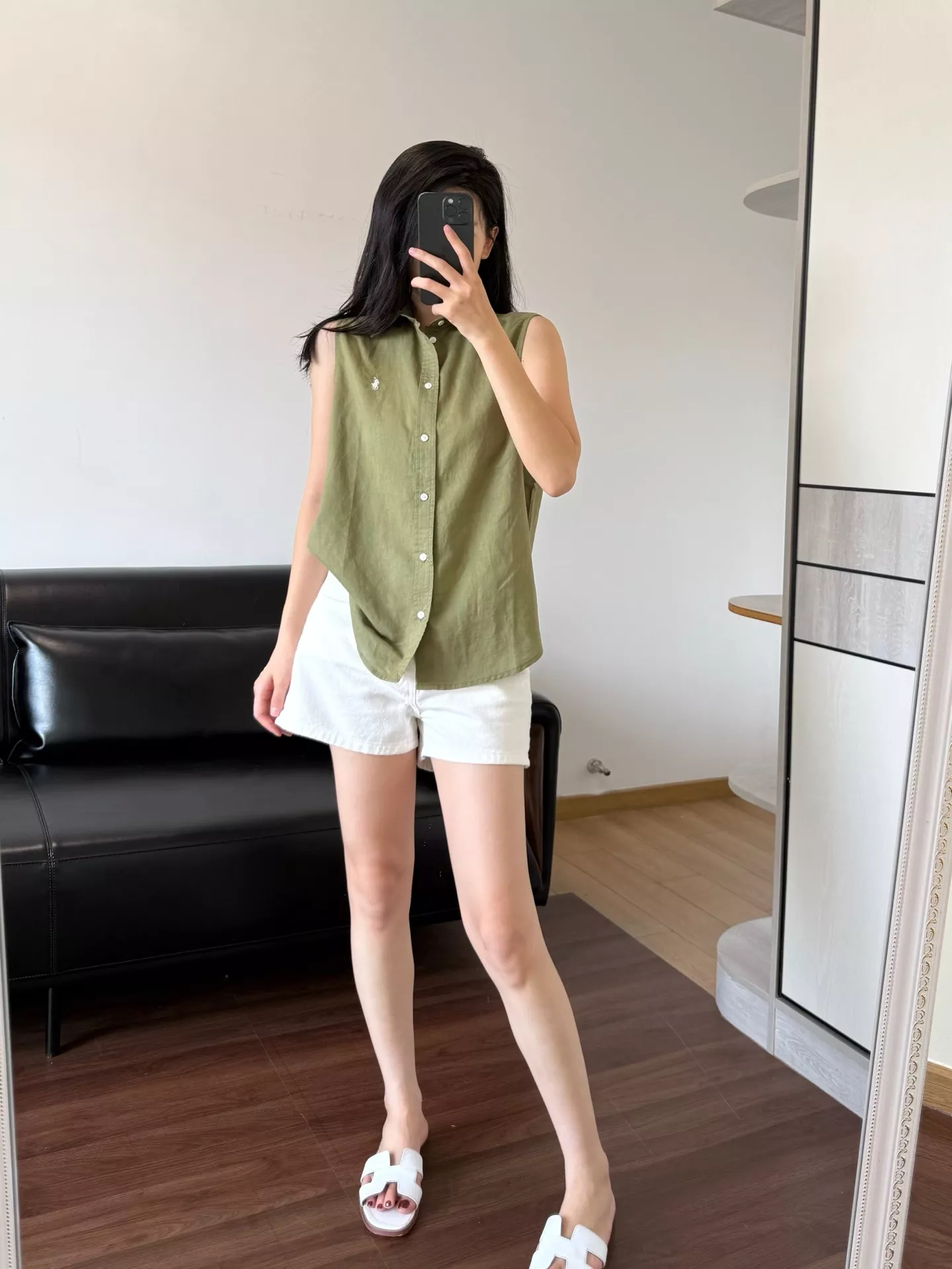 랄프로렌 로고 자수 린넨 민소매 상의 상세 이미지 40