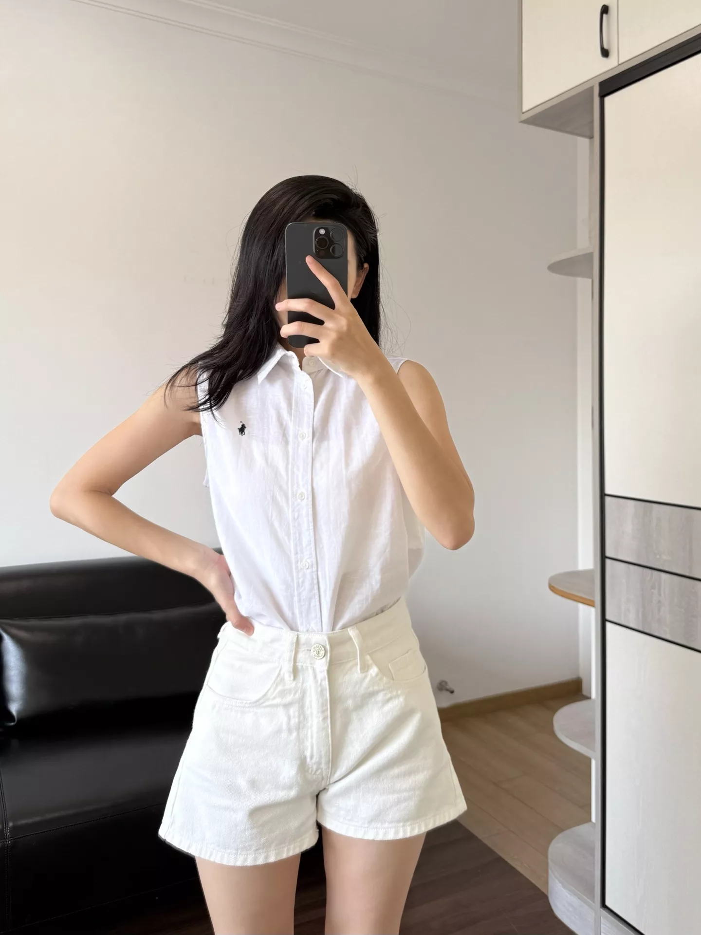 랄프로렌 로고 자수 린넨 민소매 상의 상세 이미지 37