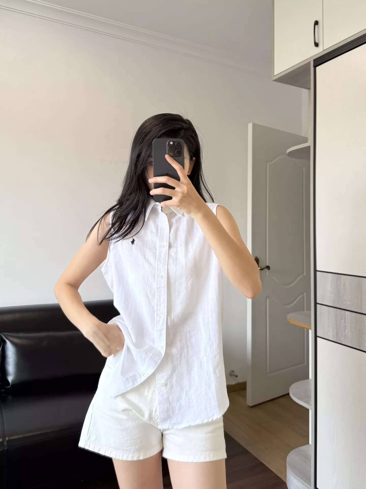 랄프로렌 로고 자수 린넨 민소매 상의 상세 이미지 41