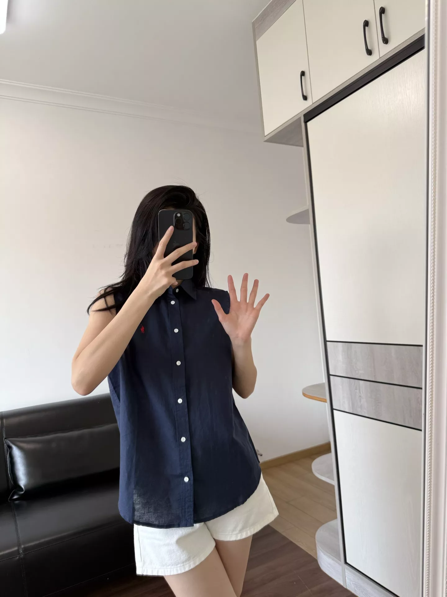 랄프로렌 로고 자수 린넨 민소매 상의 상세 이미지 45