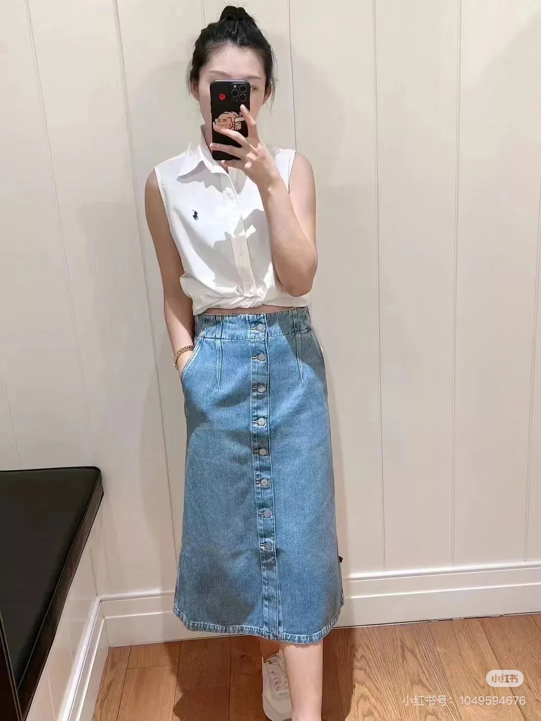 랄프로렌 로고 자수 린넨 민소매 상의 상세 이미지 56