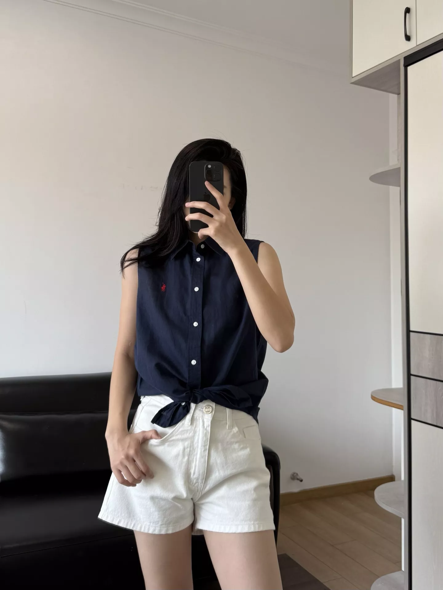 랄프로렌 로고 자수 린넨 민소매 상의 상세 이미지 46