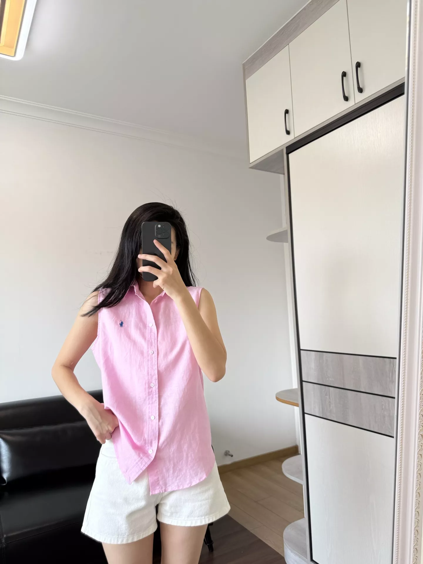 랄프로렌 로고 자수 린넨 민소매 상의 상세 이미지 49