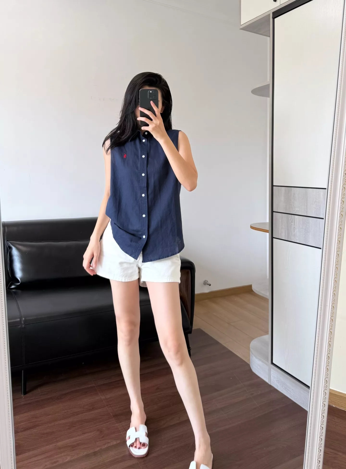 랄프로렌 로고 자수 린넨 민소매 상의 상세 이미지 48