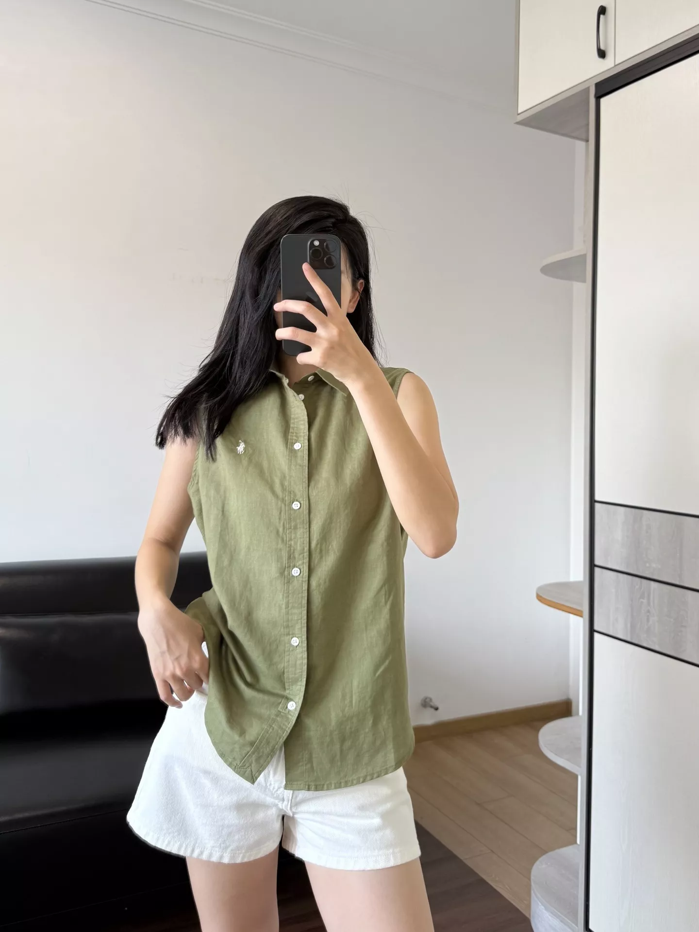 랄프로렌 로고 자수 린넨 민소매 상의 상세 이미지 34