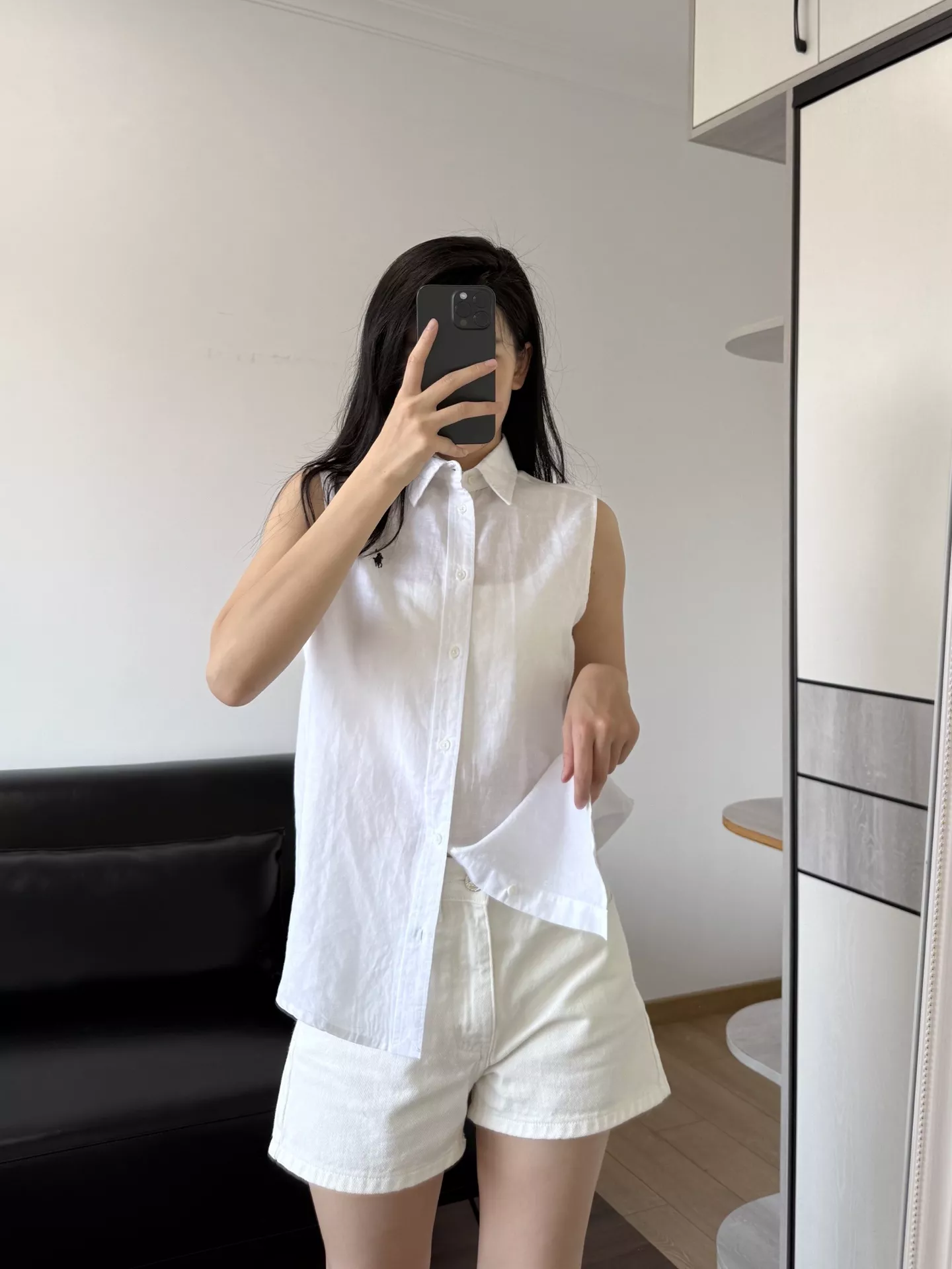 랄프로렌 로고 자수 린넨 민소매 상의 상세 이미지 35