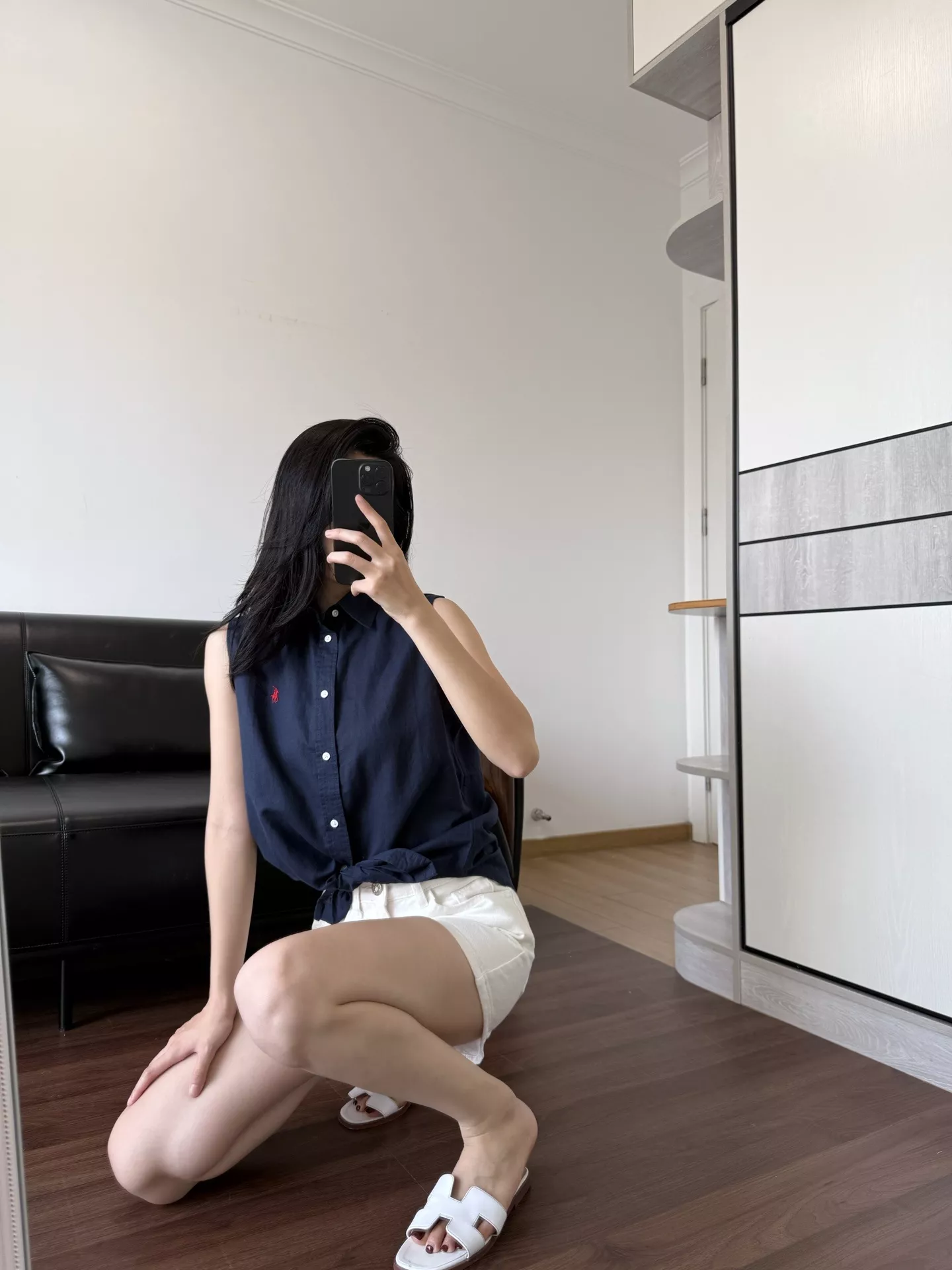 랄프로렌 로고 자수 린넨 민소매 상의 상세 이미지 47