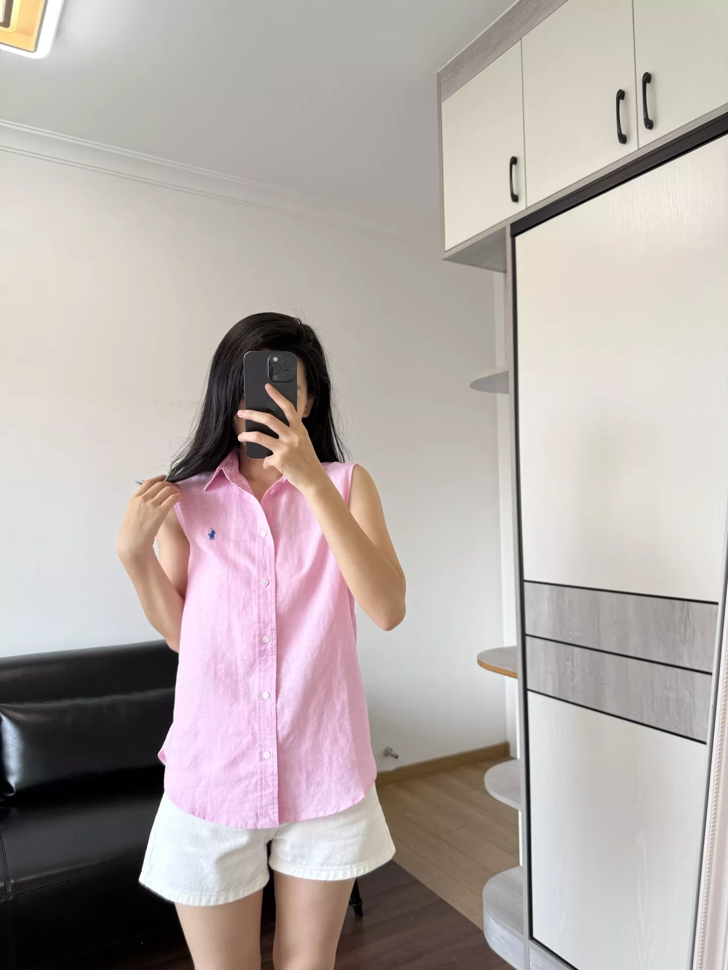 랄프로렌 로고 자수 린넨 민소매 상의 상세 이미지 50