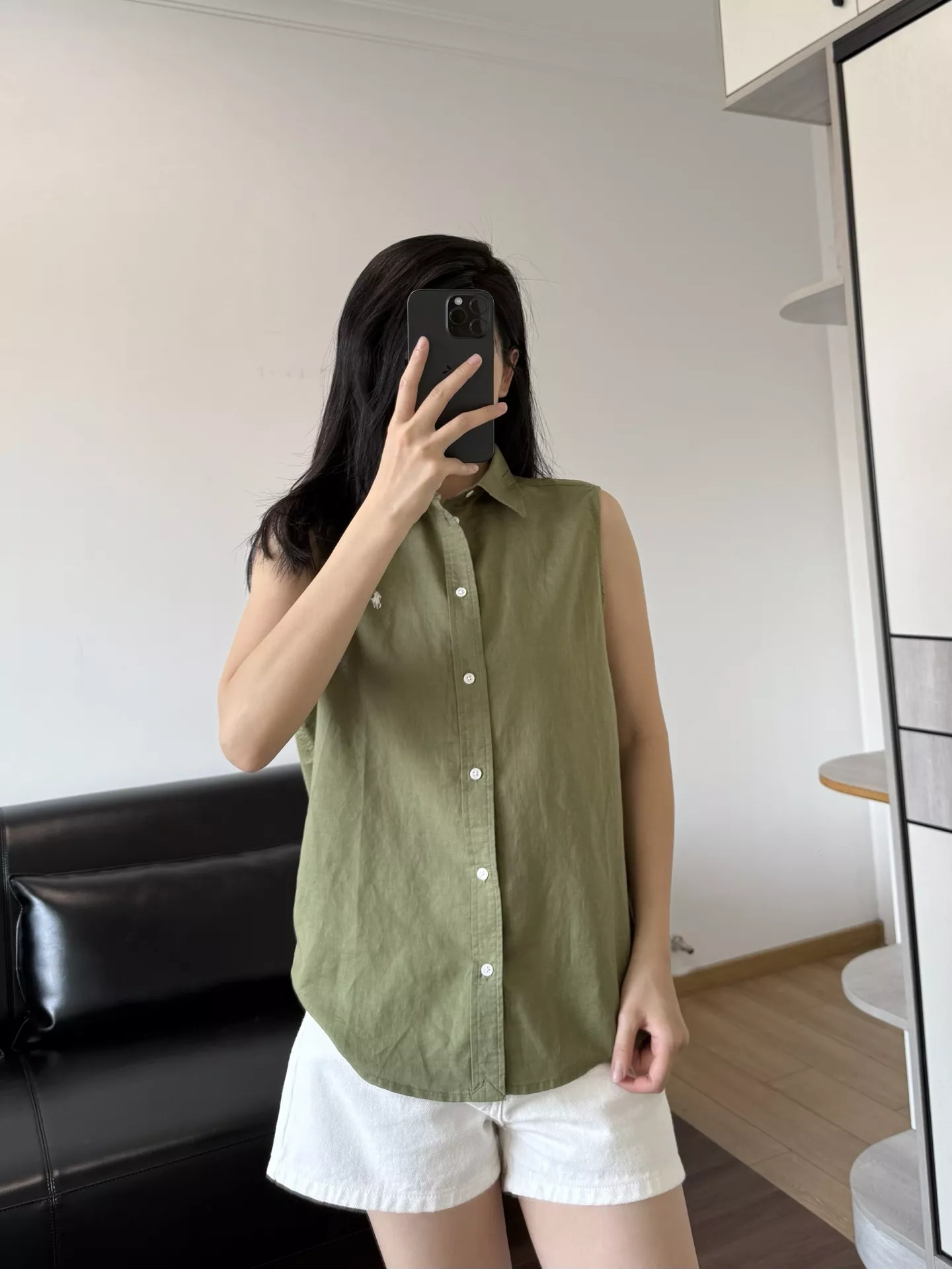 랄프로렌 로고 자수 린넨 민소매 상의 상세 이미지 36