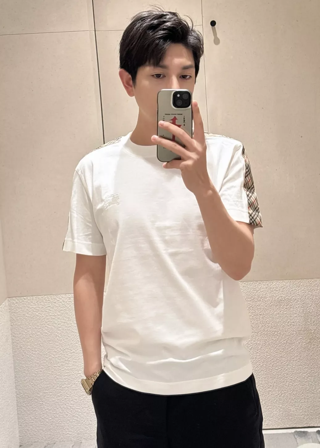버버리 체크 장식 코튼 반소매 티셔츠 상세 이미지 31