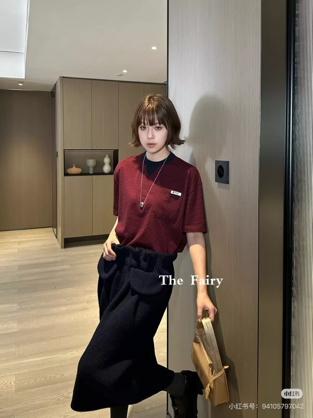 프라다 스트라이프 포인트 반소매 탑 상세 이미지 15
