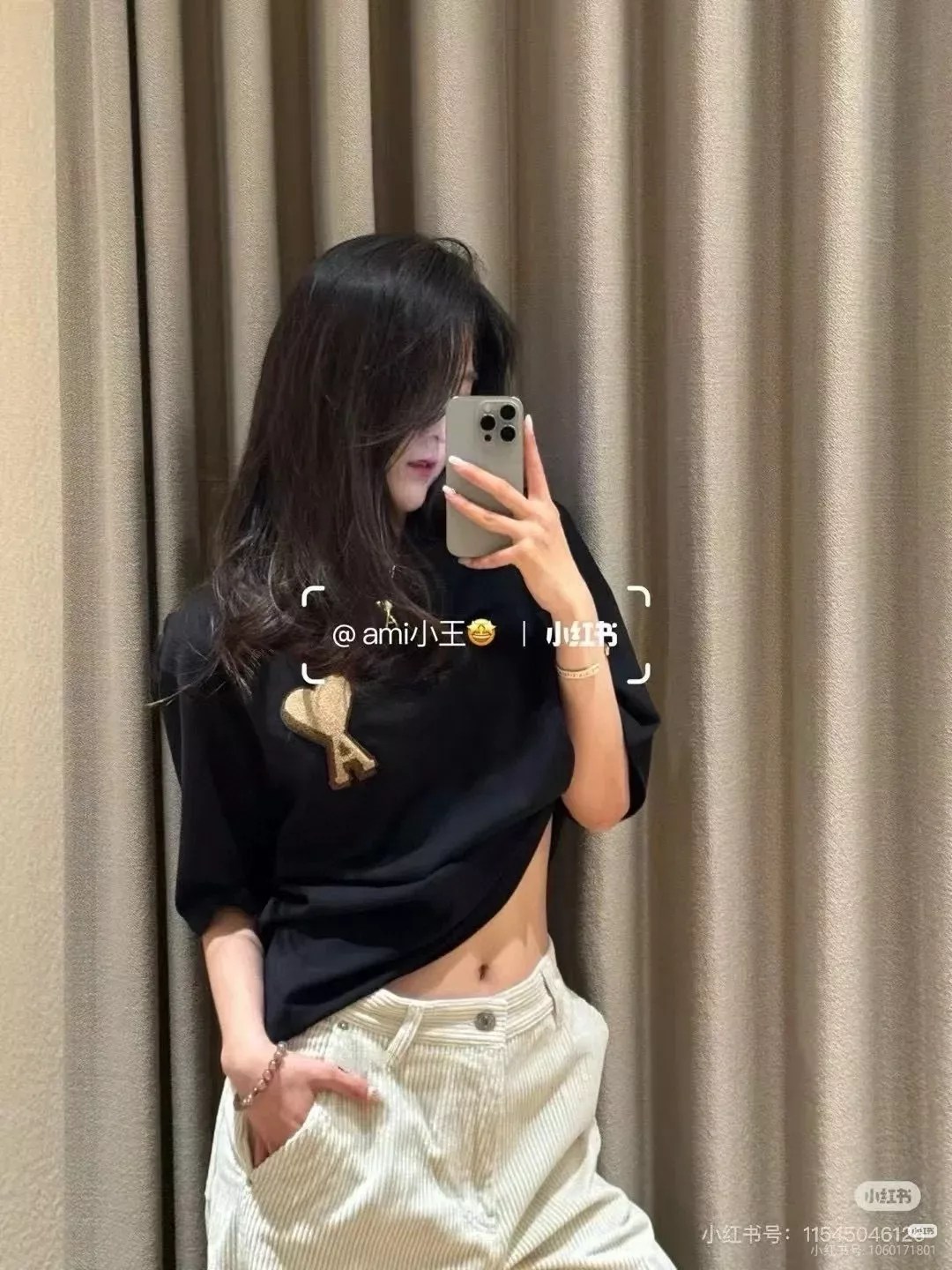 아미 블랙 골드 하트 로고 반소매 탑 상세 이미지 47