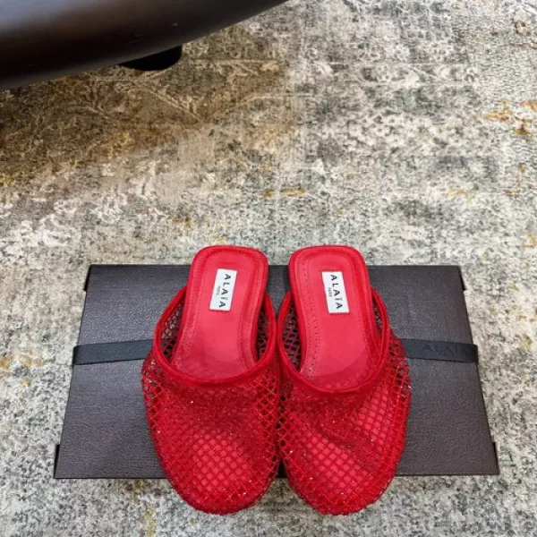알라이아 메쉬 장식 플랫 뮬