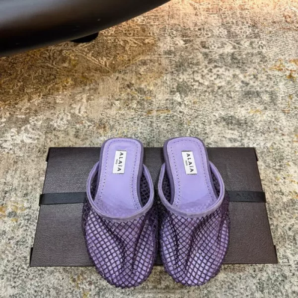 알라이아 메쉬 장식 플랫 슬리퍼