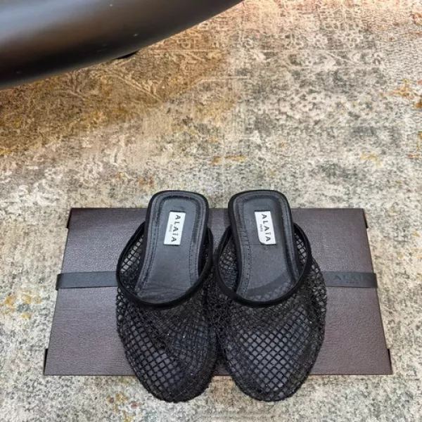 알라이아 메쉬 장식 플랫 뮬