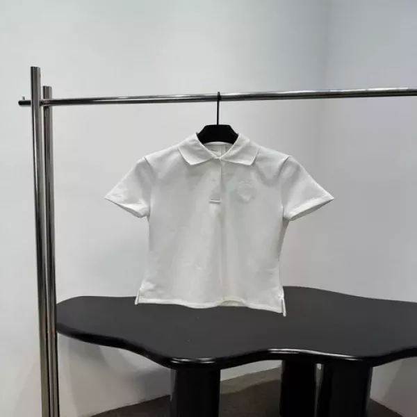 디올 로고 자수 피케 반팔 탑
