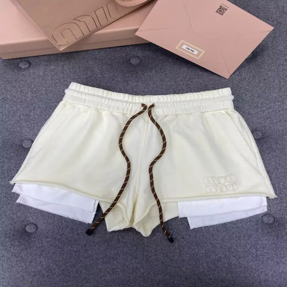미우미우 코튼 롤업 숏 팬츠