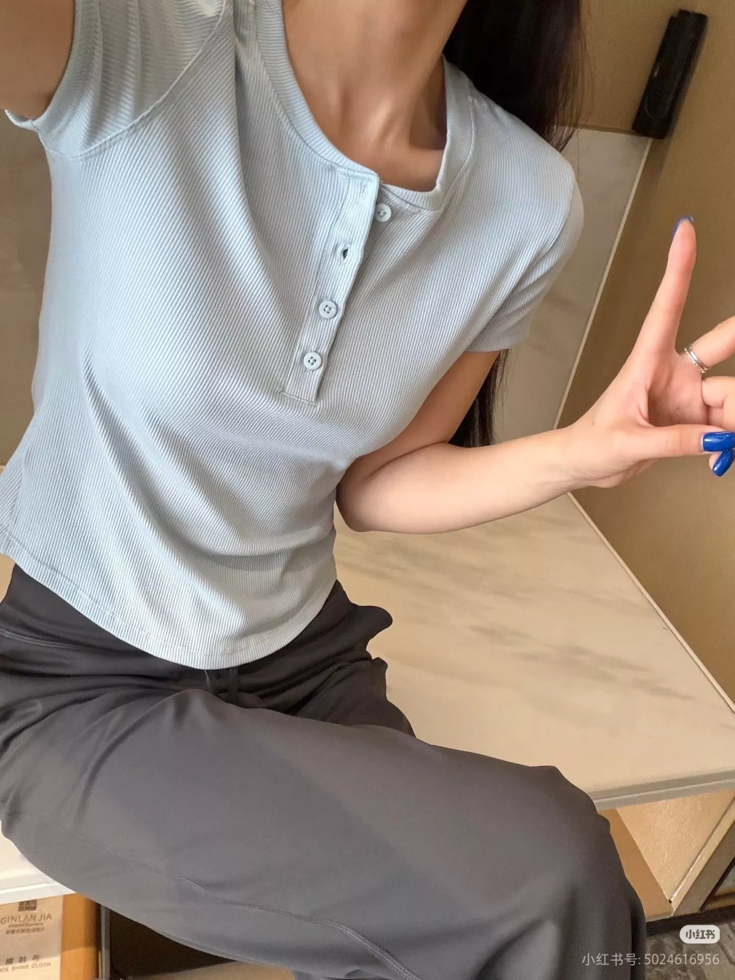 룰루레몬 헨리넥 골지 슬림 반소매 탑 상세 이미지 36
