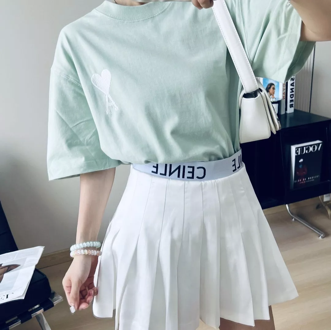 아미 마카롱 실버 화이트 하트 자수 티셔츠 상세 이미지 15