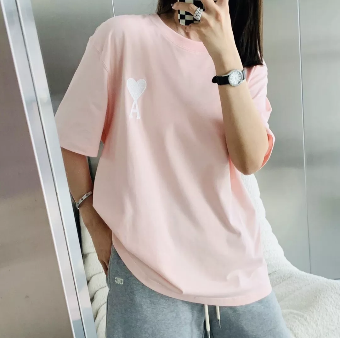 아미 마카롱 컬러 하트 자수 로고 티셔츠 상세 이미지 11