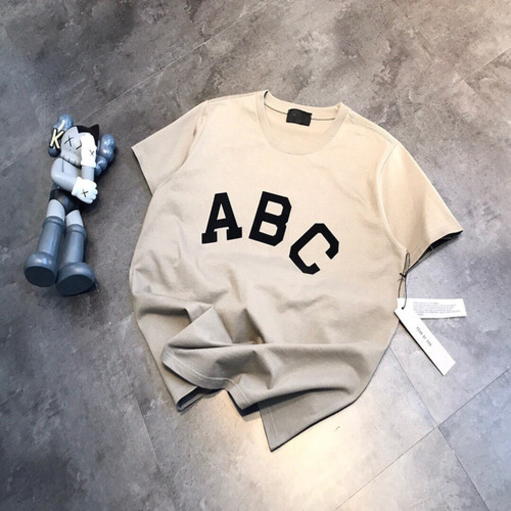 피어오브갓 ABC 레터링 플로킹 반소매 티셔츠