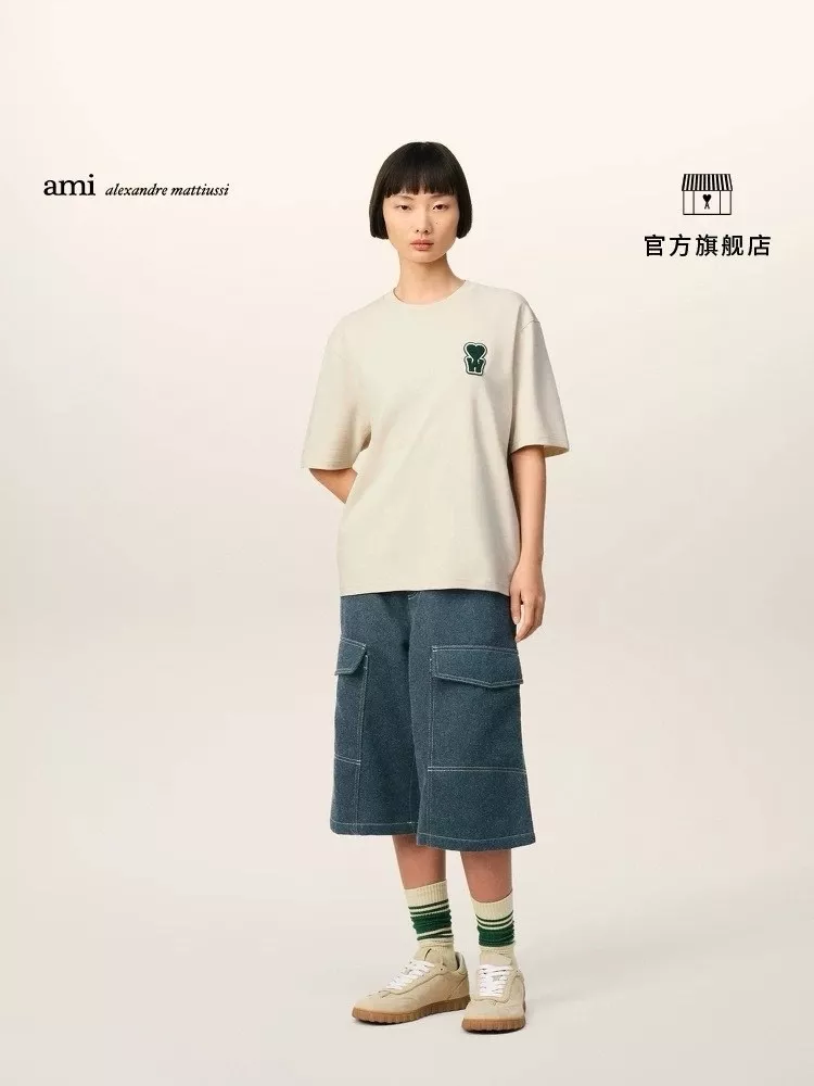 아미 컬러 배색 로고 반소매 티셔츠 상세 이미지 36