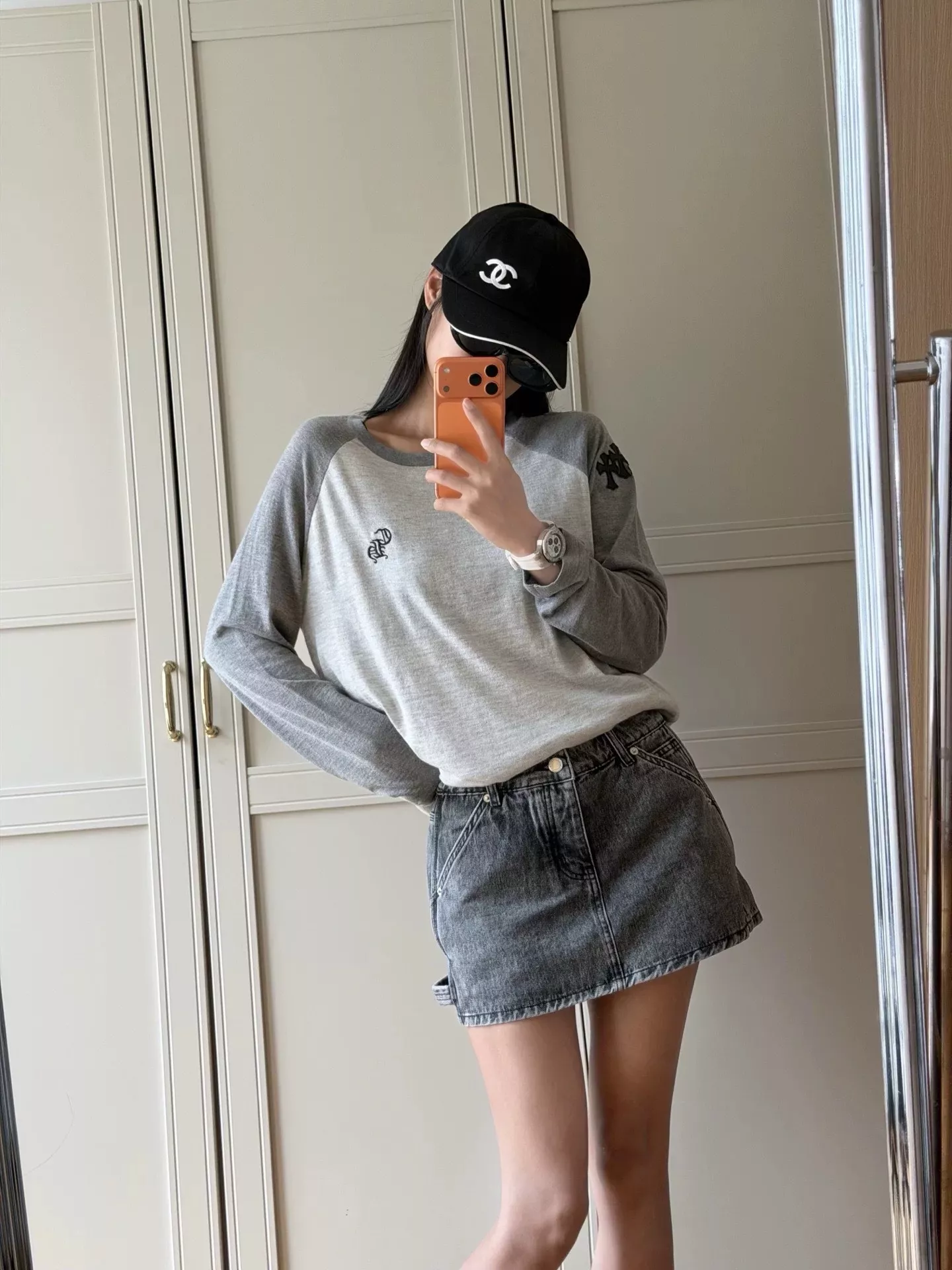 크롬하츠 래글런 자수 배색 긴소매 티셔츠 상세 이미지 20