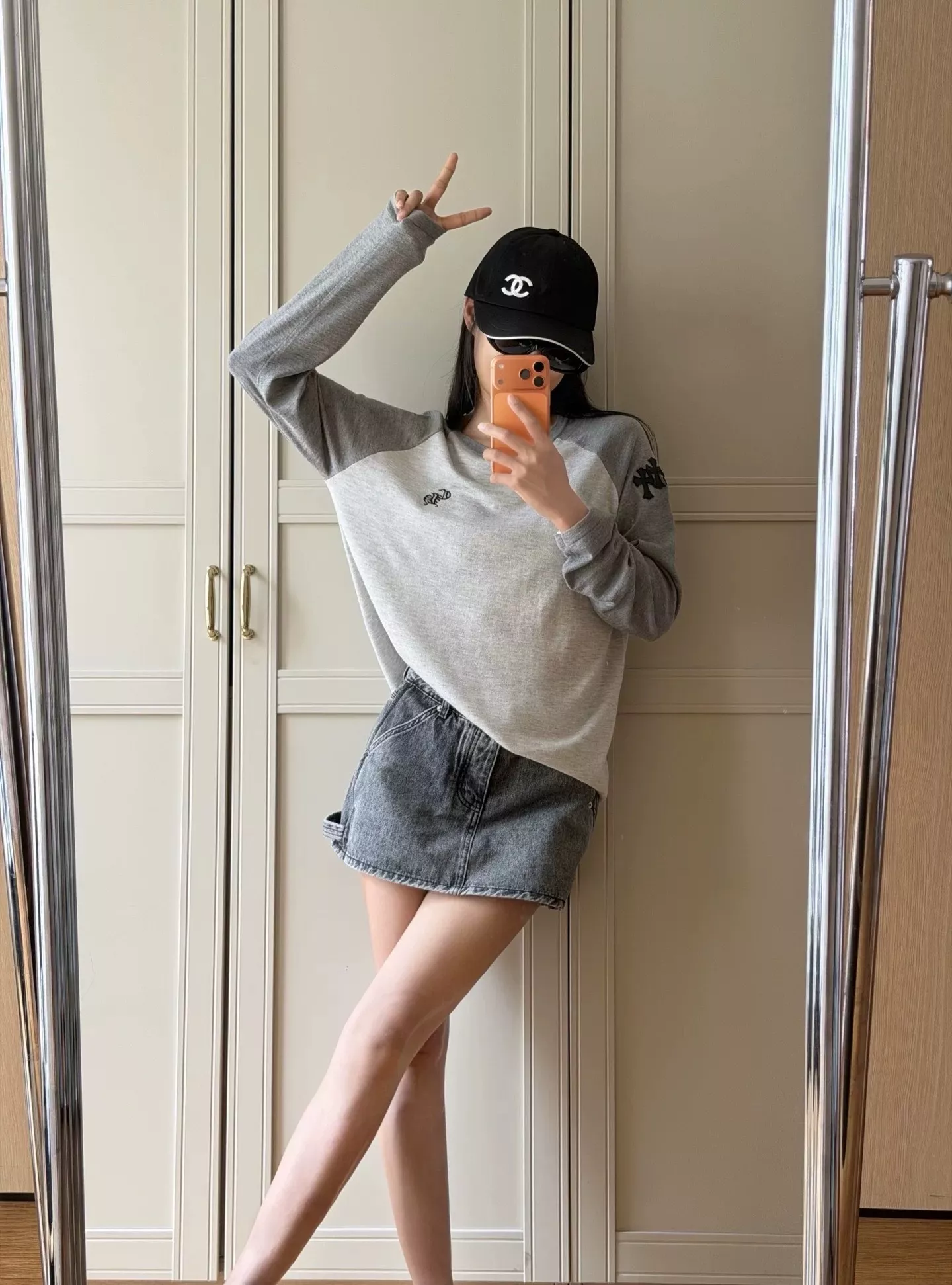 크롬하츠 래글런 자수 배색 긴소매 티셔츠 상세 이미지 21