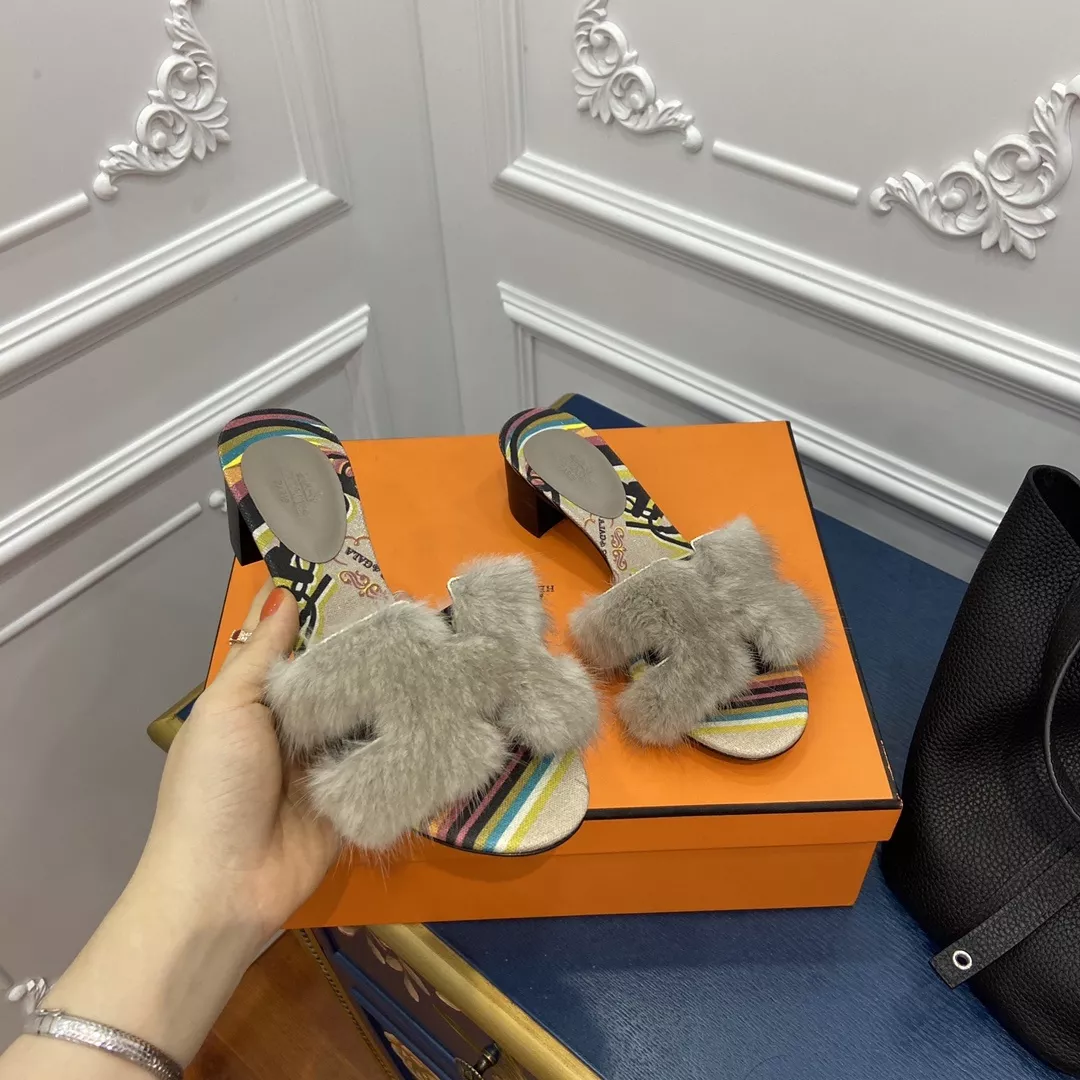 에르메스 밍크 퍼 레더 슬리퍼 상세 이미지 5
