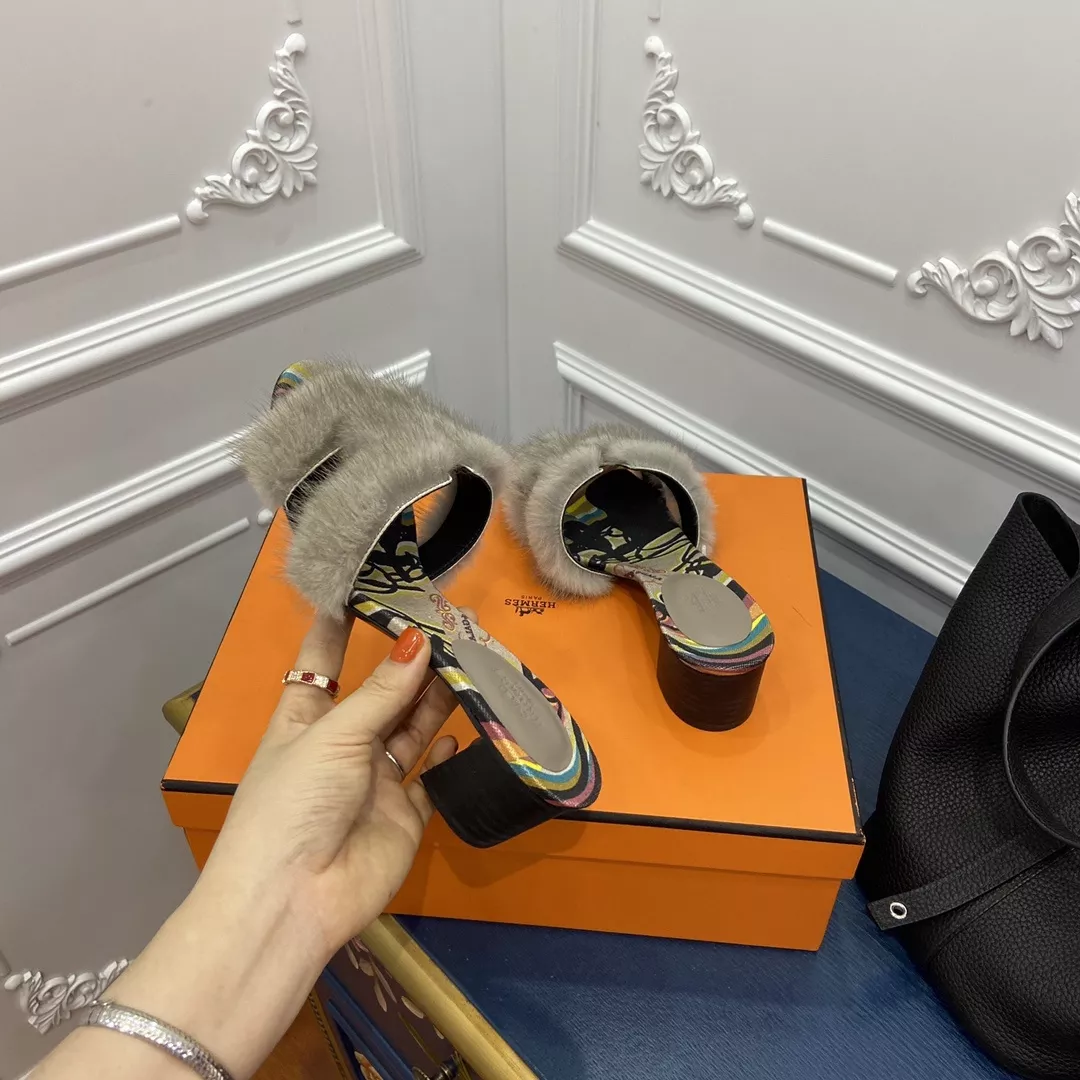 에르메스 밍크 퍼 레더 슬리퍼 상세 이미지 4
