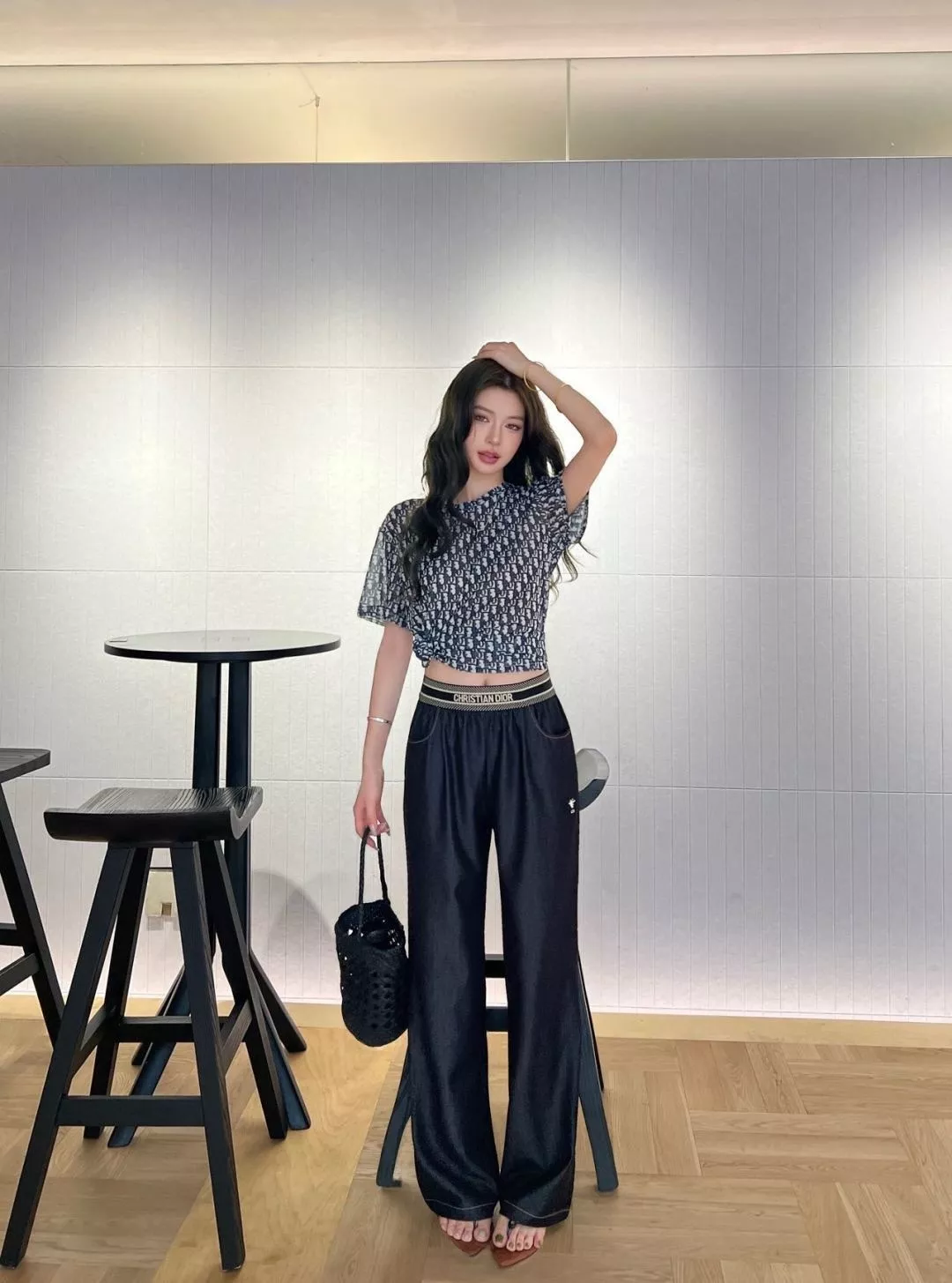 디올 레터링 허리밴드 와이드 팬츠 상세 이미지 17