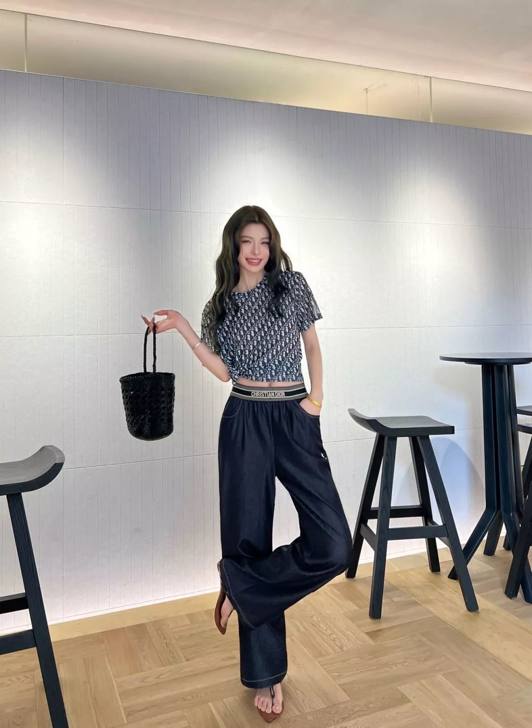디올 레터링 허리밴드 와이드 팬츠 상세 이미지 19