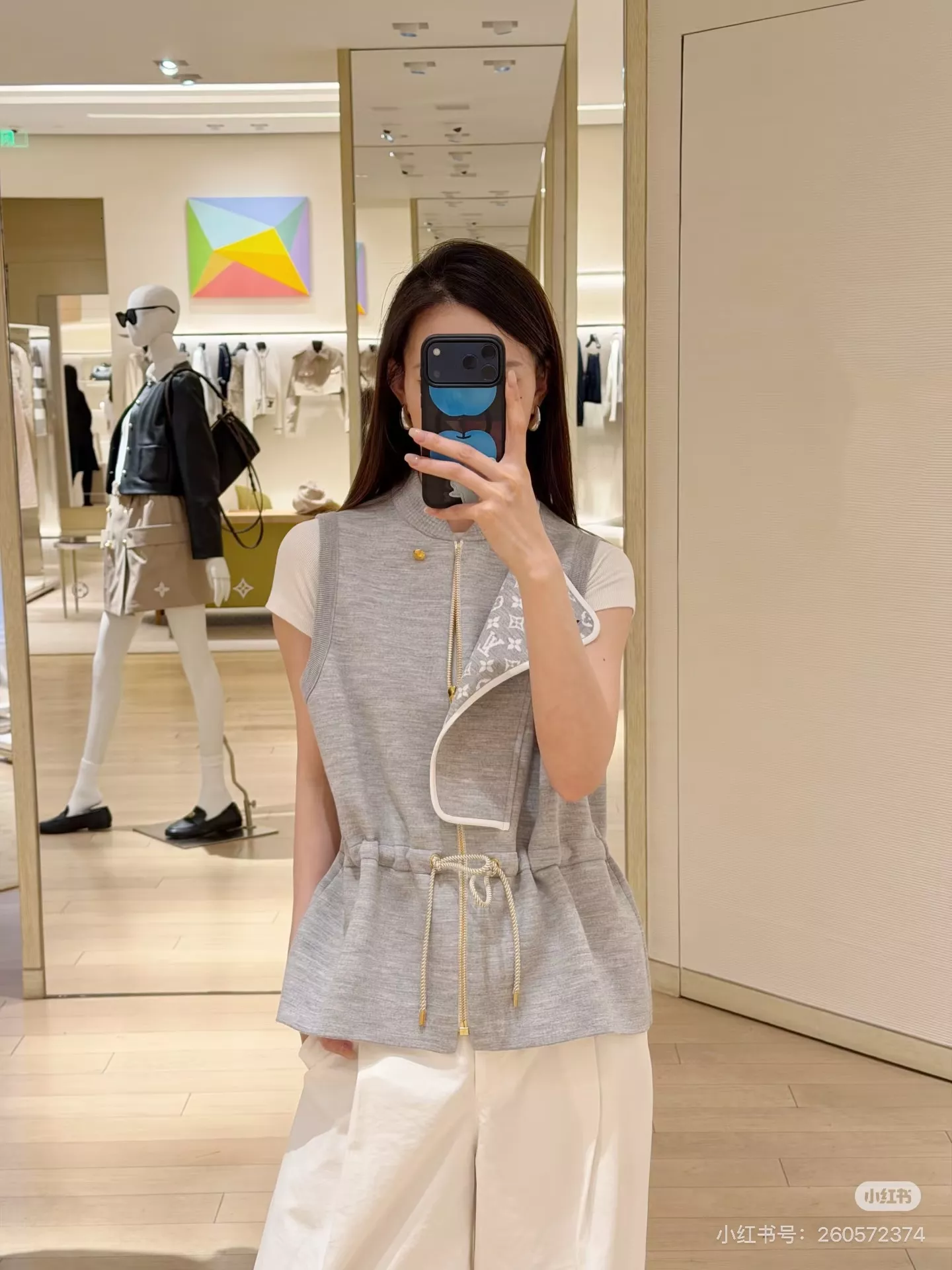 로로피아나 언밸런스 사선 여밈 스트링 조끼 상세 이미지 13