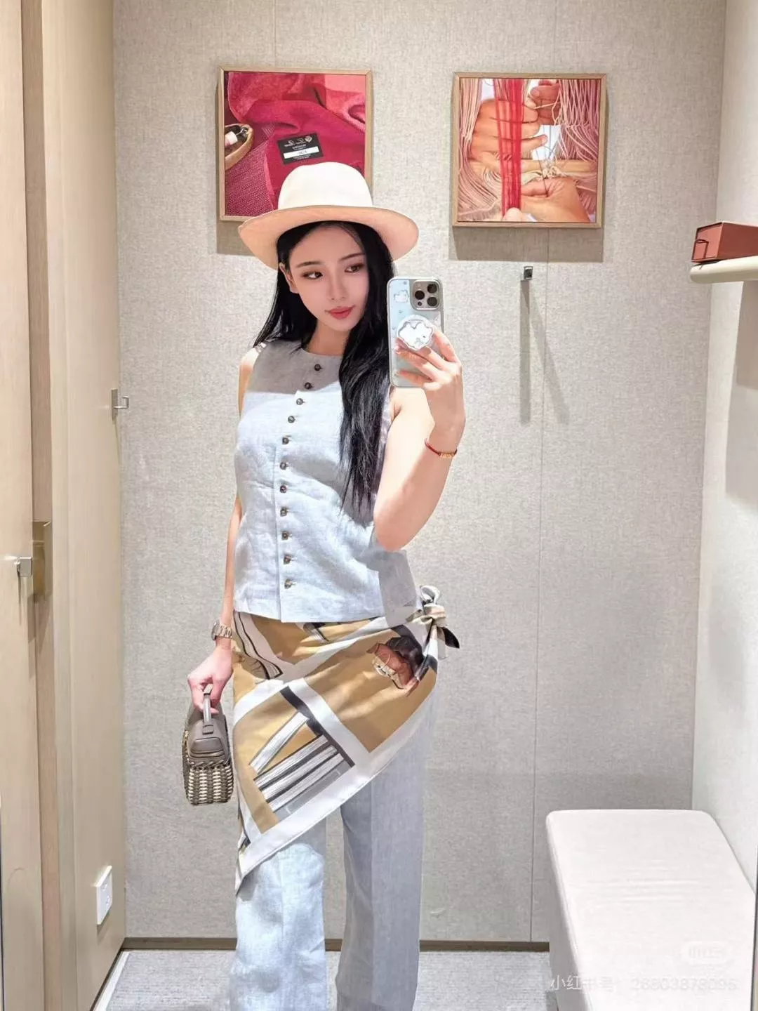 로로피아나 린넨 하이웨이스트 와이드 팬츠 상세 이미지 14